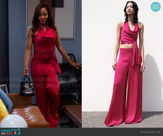Zara Draped Halter Top worn by Andrea Barnes (Kj Smith) on Tyler Perrys Sistas