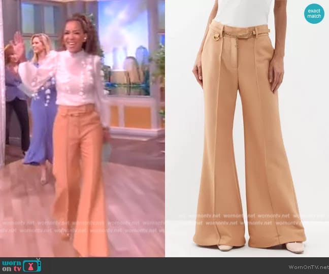 Zimmermann Wool-blend wide-leg suit trousers worn by Sunny Hostin on The View