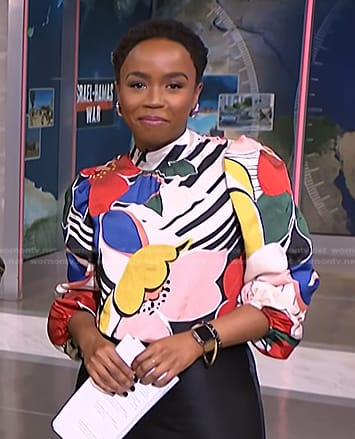 Zinhle’s floral print blouse on NBC News Daily
