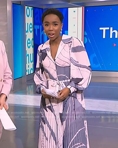 Zinhle Essamuah’s printed pleated shirtdress on NBC News Daily