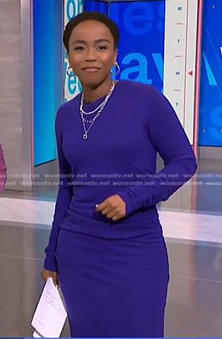 Zinhle’s purple ruched sweater dress on NBC News Daily