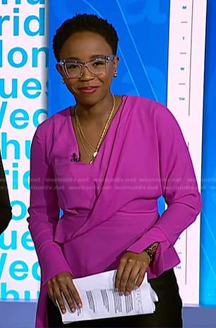 Zinhle’s pink draped top on NBC News Daily