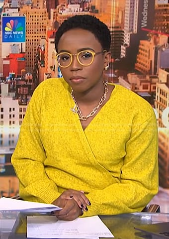 Zinhle Essamuah’s yellow wrap sweater on NBC News Daily