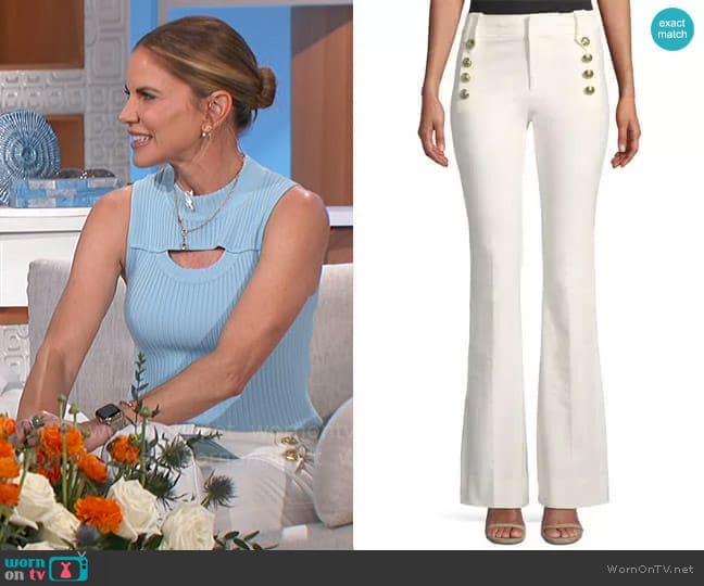 Derek Lam 10 Crosby Robertson Flare Pants worn by Natalie Morales on The Talk