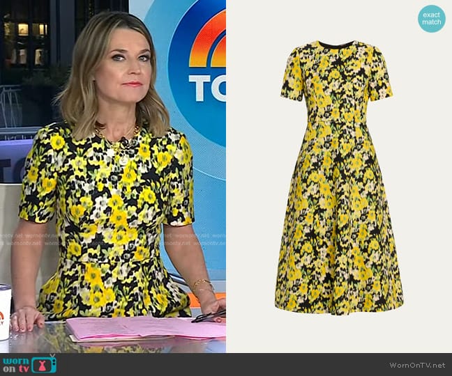 Adam Lippes Evangeline Floral Print Wool Midi Dress worn by Savannah Guthrie on Today