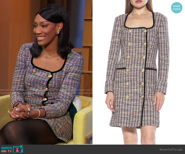 Alexia Admor Callie Tweed Blazer Dress worn by A'ja Wilson on Good Morning America