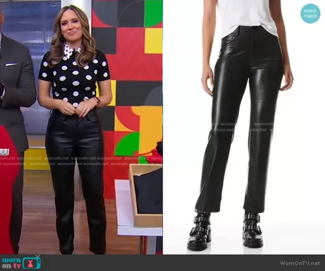 Alice + Olivia Amazing Vegan Leather Boyfriend Pant worn by Rhiannon Ally on Good Morning America