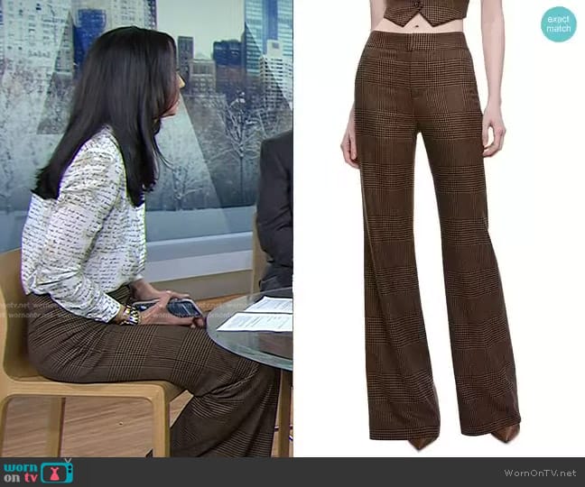 Alice + Olivia Deanna High Rise Bootcut Pants in Camel/Black worn by Dr. Natalie Azar on Today