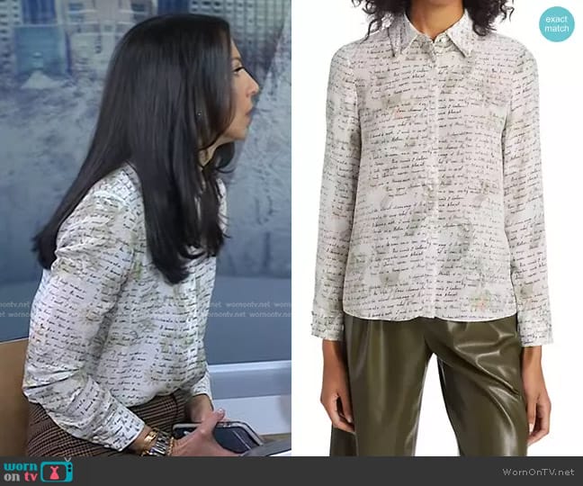 Alice + Olivia Willa Floral Silk Blouse in Love Letter Multi worn by Dr. Natalie Azar on Today