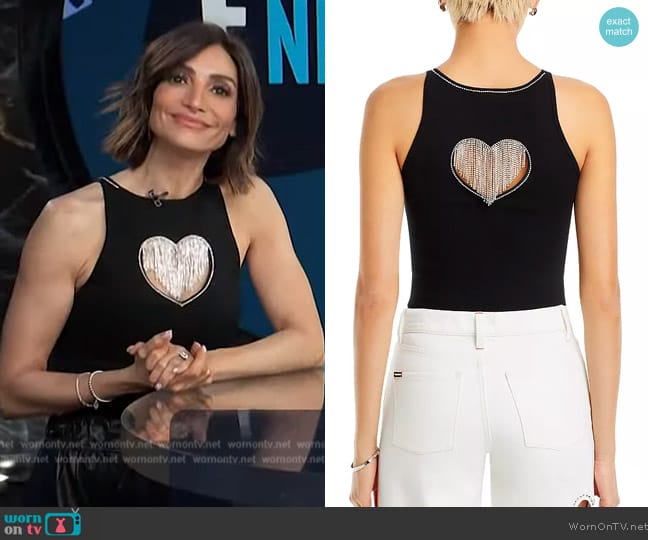 Alice + Olivia Val Crystal Fringe Heart Tank worn by Courtney Lopez on E! News
