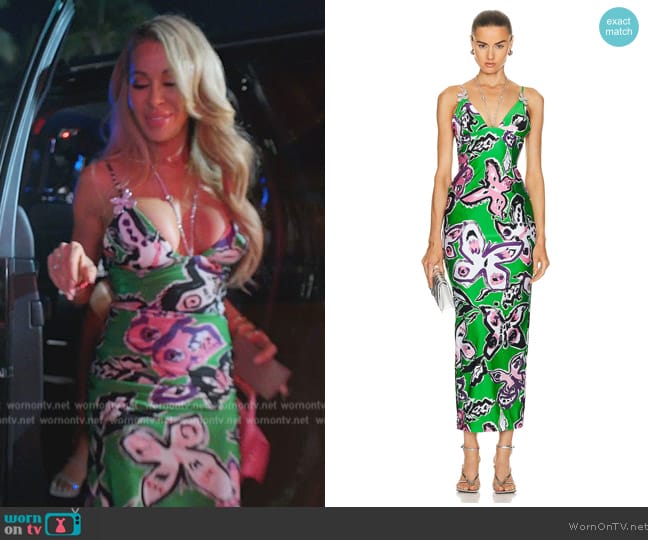 Area Butterfly-print maxi dress worn by Lisa Hochstein (Lisa Hochstein) on The Real Housewives of Miami