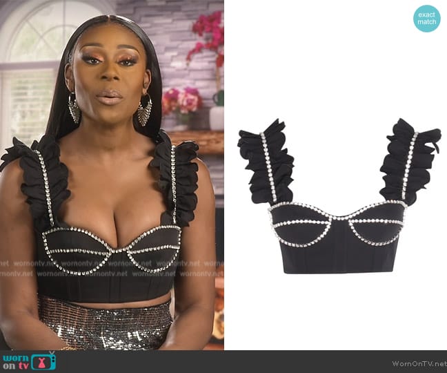 Area Embellished Sleeveless Cropped Top worn by Nneka Ihim on The Real Housewives of Potomac