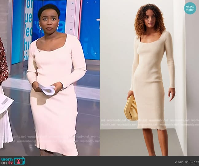 Area Stars Ivory Sweetheart Dress worn by Zinhle Essamuah on NBC News Daily