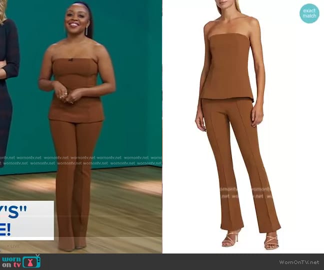 Veronica Beard Astrid Strapless Top worn by Quinta Brunson on Good Morning America