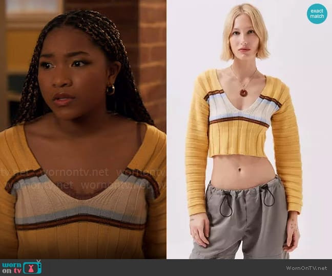 BDG Mavis Stripe V- Neck Pullover Sweater worn by Delilah (Laya DeLeon Hayes) on The Equalizer