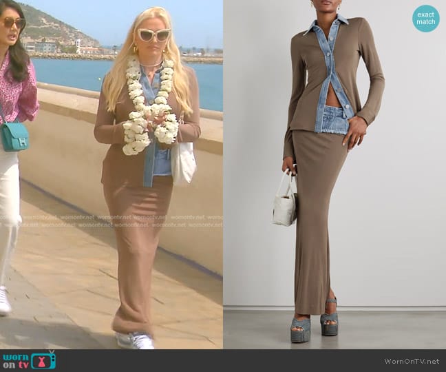 Christopher Esber Denim-Trimmed Jersey Shirt worn by Erika Jayne on The Real Housewives of Beverly Hills