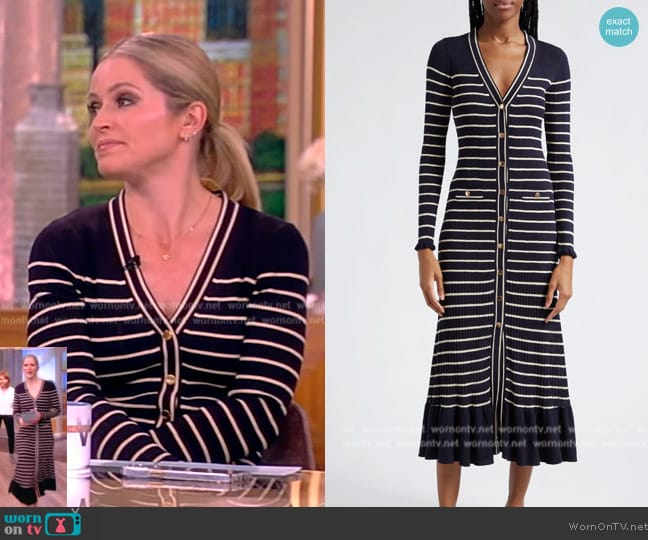 Cara Cara Marina Stripe Long Sleeve Midi Sweater Dress worn by Sara Haines on The View