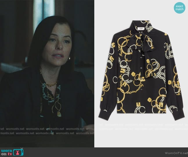 Celine Lavallière Blouse in Foulard Crepe de Chine worn by Jane Smith (Parker Posey) on Mr. & Mrs. Smith