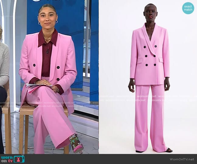 Zara Double Breasted Blazer worn by Ally Love on Today