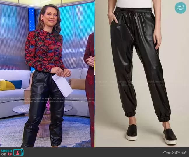 Elie Tahari Vegan Leather Jogger worn by Ginger Zee on Good Morning America