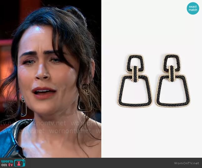 Express Black & Gold Yarn Doorknocker Earrings worn by Lois Cerullo (Rena Sofer) on General Hospital