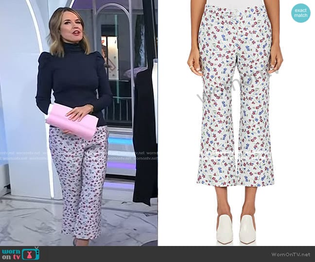 Altuzarra Floral-Jacquard Flared Crop Pants worn by Savannah Guthrie on Today