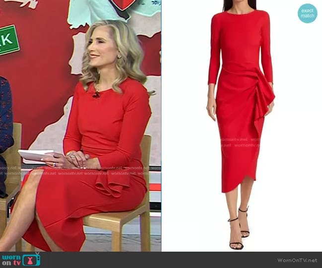 Chiara Boni La Petite Robe Gathered Side Midi-Dress in Passion worn by Misty Belles on Today