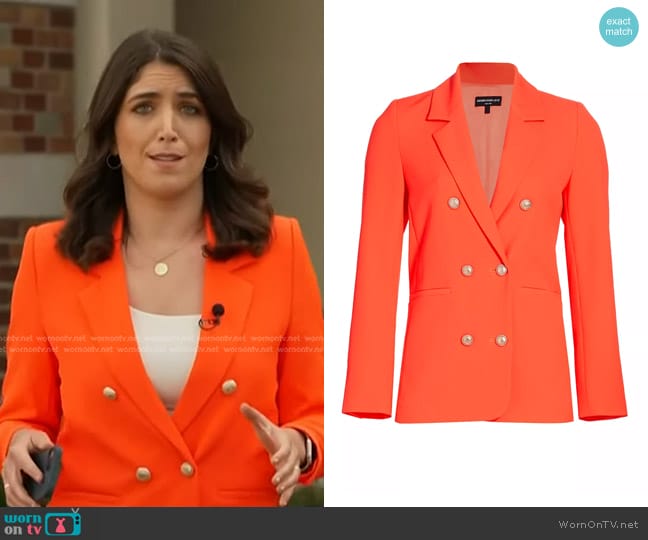 Generation Love Leighton Crepe Blazer in Papaya worn by Liz Kreutz on NBC News Daily