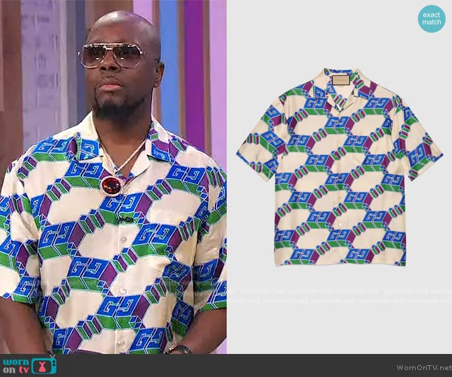 Gucci 3D GG-print silk shirt worn by Wyclef Jean on Sherri
