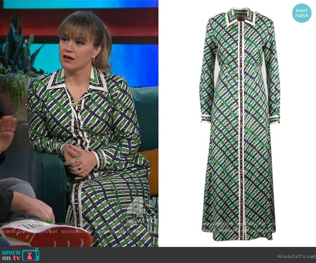 Gucci Check Printed Dress worn by Kelly Clarkson on The Kelly Clarkson Show