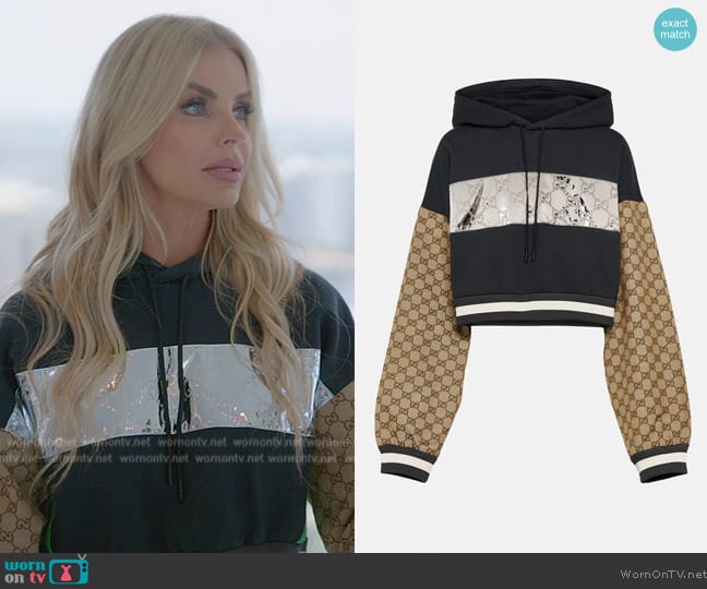 Gucci GG cropped cotton hoodie worn by Alexia Echevarria (Alexia Echevarria) on The Real Housewives of Miami