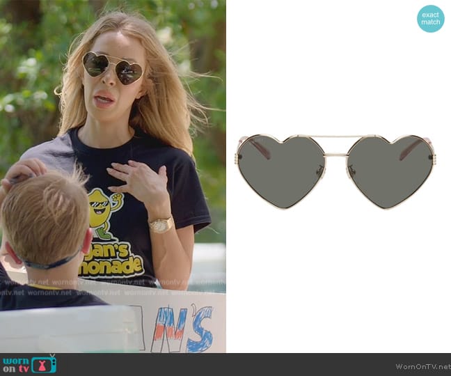 Gucci Gold Heart Metal Sunglasses worn by Lisa Hochstein (Lisa Hochstein) on The Real Housewives of Miami