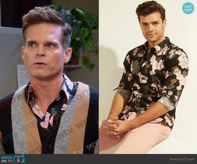 Guess Luxe Elm Floral Shirt worn by Leo Stark (Greg Rikaart) on Days of our Lives