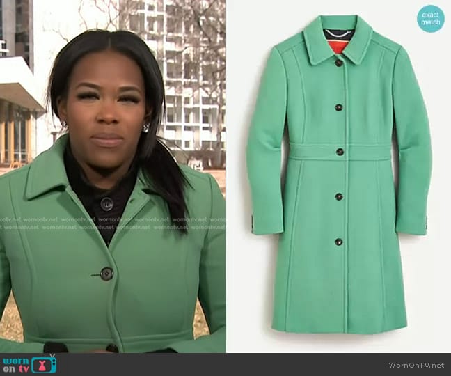 J. Crew Classic Lady Day Coat in Italian Double-Cloth Wool with Thinsulate worn by Adrienne Broaddus on NBC News Daily