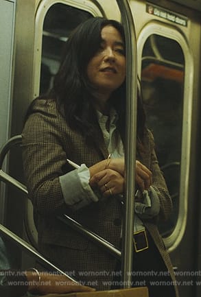 Janes’ gingam check blazer on Mr. & Mrs. Smith