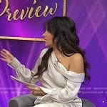 Joelle Garguilo’s champagne one off-shoulder satin top on Today