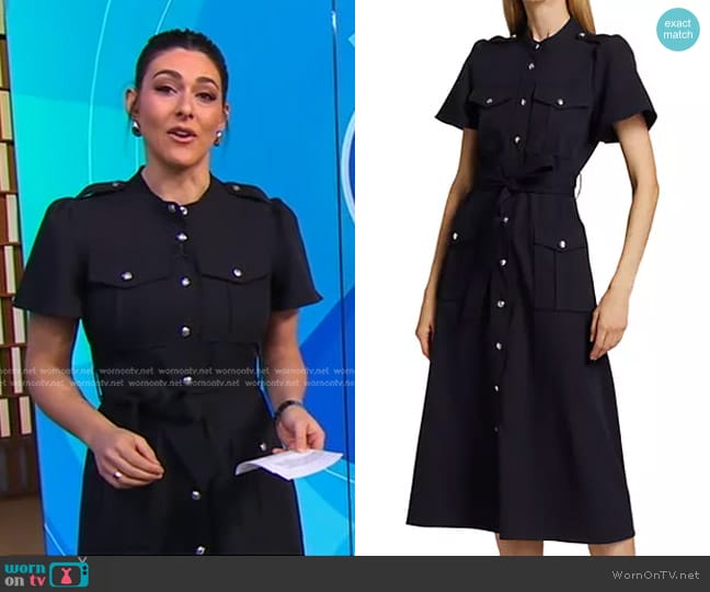 Derek Lam 10 Crosby Judy Utility Shirtdress in Midnight worn by Erielle Reshef on Good Morning America