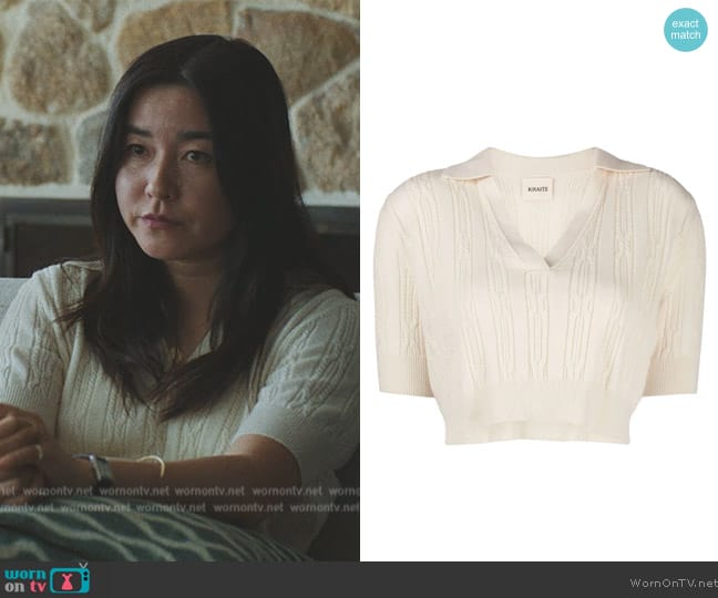 Khaite Lylith cashmere-blend cropped sweater worn by Jane Smith (Maya Erskine) on Mr. & Mrs. Smith