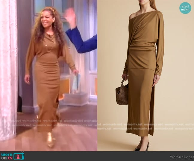 Khaite The Junet Dress in Toffee worn by Sunny Hostin on The View