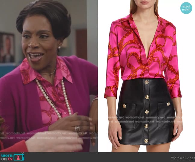 L'Agence Dani Status Silk Shirt worn by Barbara Howard (Sheryl Lee Ralph) on Abbott Elementary