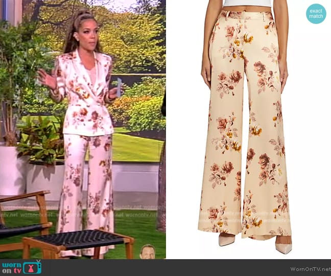L'Agence Pilar Floral Wide-Leg Pants worn by Sunny Hostin on The View