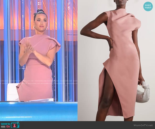 Maticevski Rejoice Asymmetric Draped Crepe Dress worn by Katy Perry on American Idol
