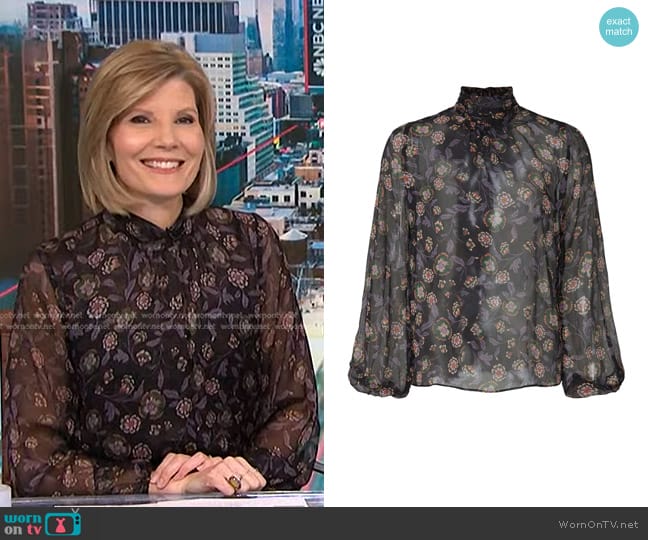 Misa Los Angeles Lulu Floral Top worn by Kate Snow on NBC News Daily