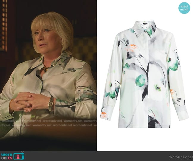 Marina Rinaldi Silk twill shirt worn by (Jayne Atkinson) on Death and Other Details