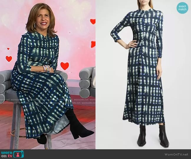 Proenza Schouler White Label Natalee Tie-Dye Ruched A-Line Midi Dress worn by Hoda Kotb on Today