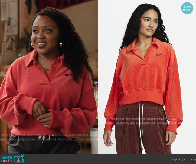 Nike Velour Polo worn by Janine Teagues (Quinta Brunson) on Abbott Elementary