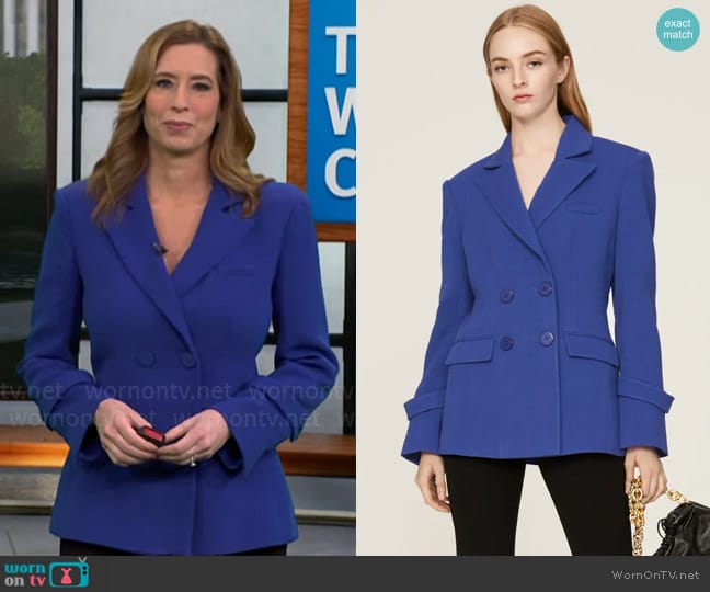 Osman Yousefzada Collective Double Breasted Blazer worn by Stephanie Abrams on CBS Mornings