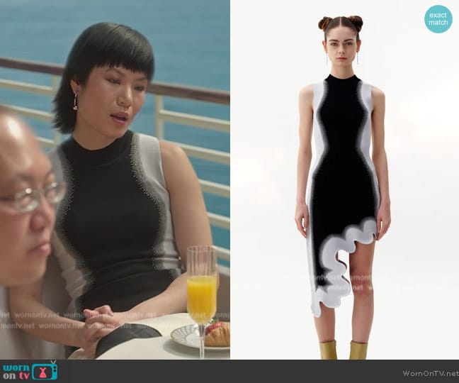 PH5 Mia Signature Wavy Dress in Spray Print worn by Eleanor Chun (Karoline) on Death and Other Details