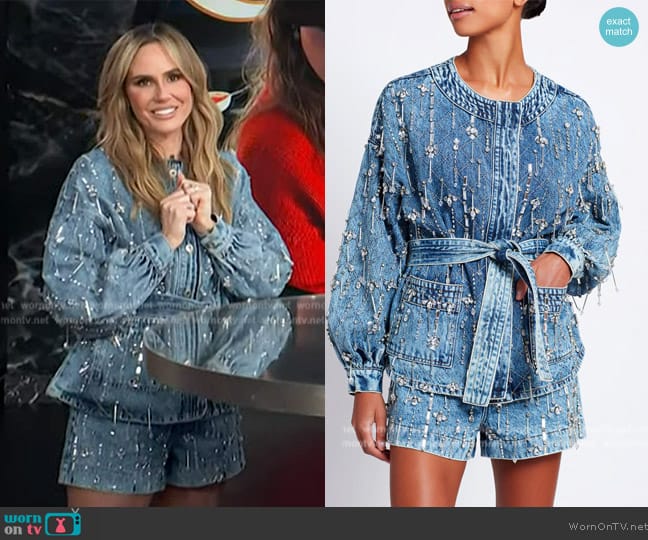 PatBO Rhinestone Beaded Jacket worn by Keltie Knight on E! News