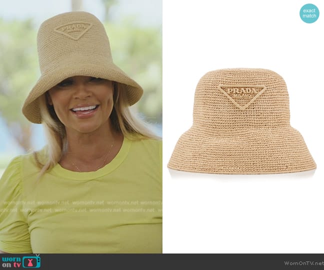 Prada Raffia Bucket Hat worn by Gizelle Bryant on The Real Housewives of Potomac